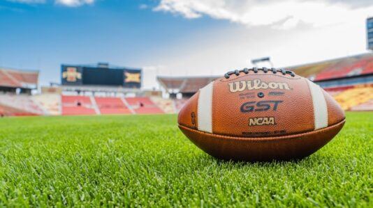 a football on the grass