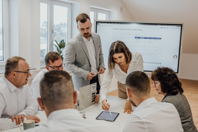 a team having a meeting